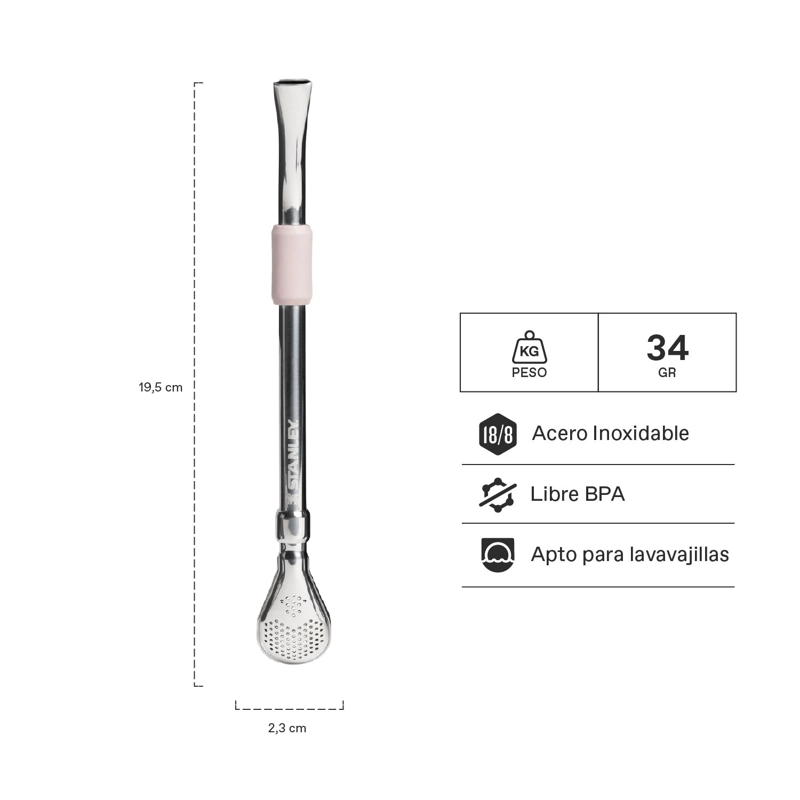 BOMBILLA PARA MATE DE CUCHARA ROSA 2.0 STANLEY - 2