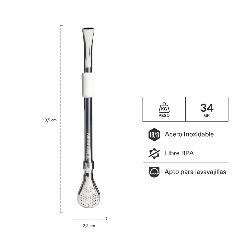 BOMBILLA PARA MATE DE CUCHARA BLANCA 2.0 STANLEY - 2
