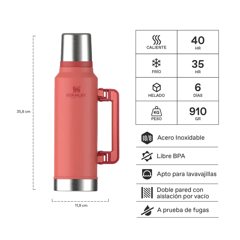 TERMO STANLEY CLASSIC HOT CORAL | 1.4 LT - 2