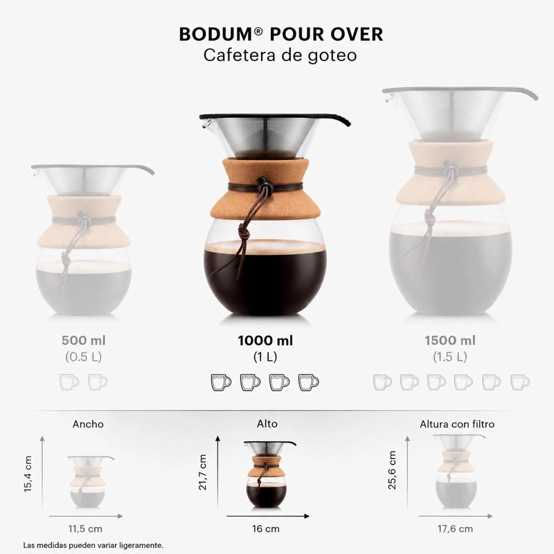 CAFETERA DE GOTEO BODUM FILTRO PERMANENTE 1 LT CORCHO - 5