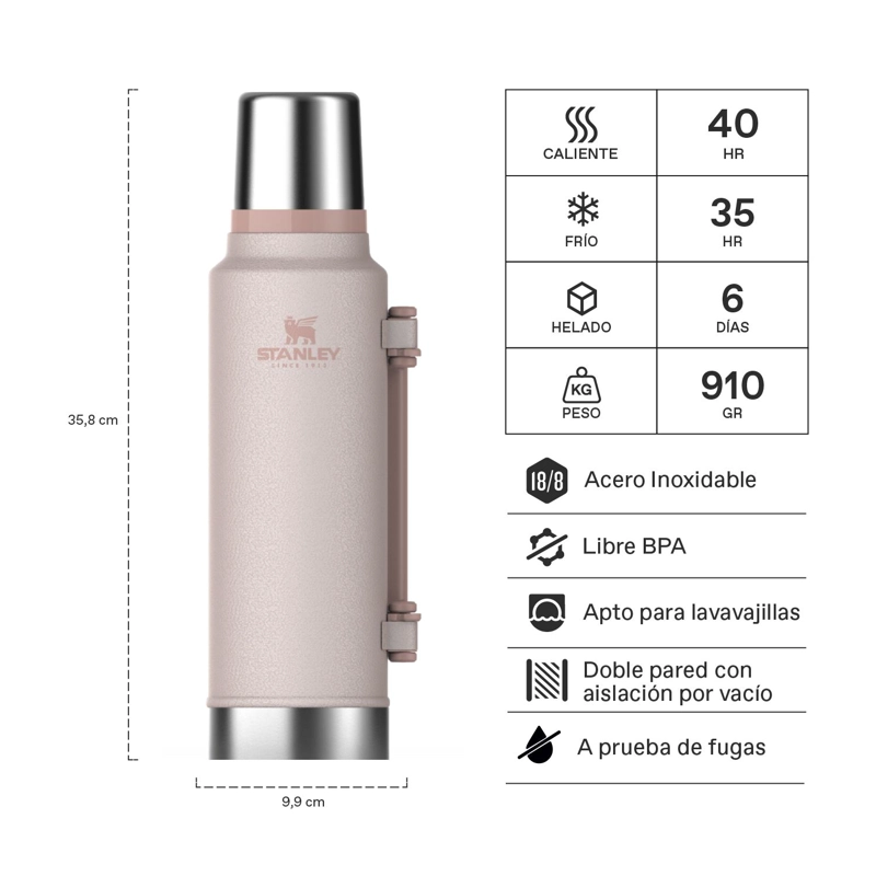 TERMO STANLEY CLASSIC HAMMERTONE ROSE QUARTZ | 1.4 LT - 2