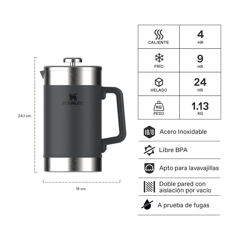 CAFETERA PRENSA FRANCESA STANLEY CLASSIC GRIS | 1.4 LT - 2