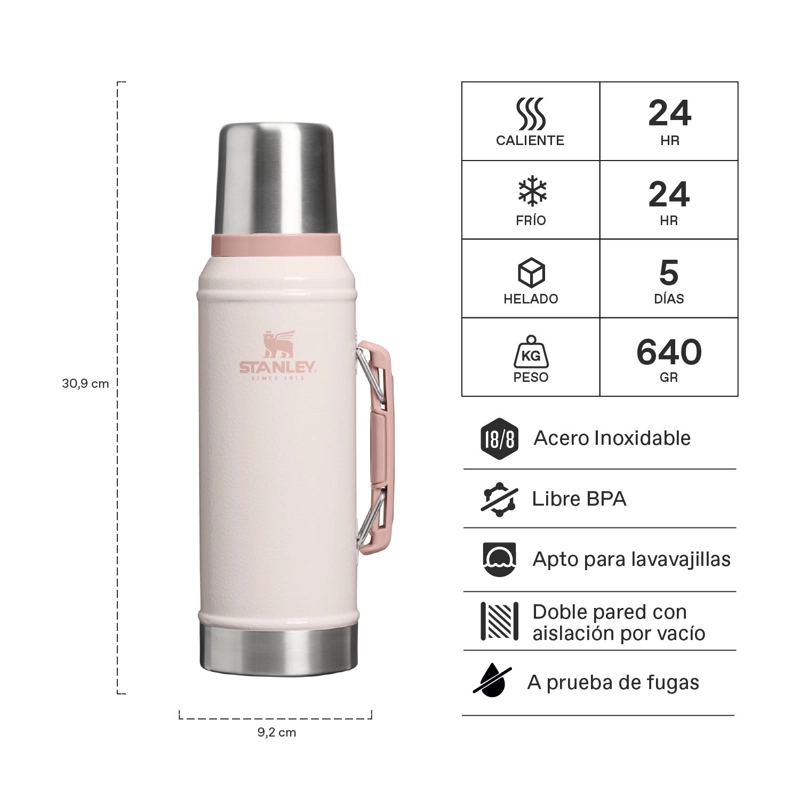 TERMO STANLEY CLASSIC HAMMERTONE ROSE QUARTZ | 950 ML - 2