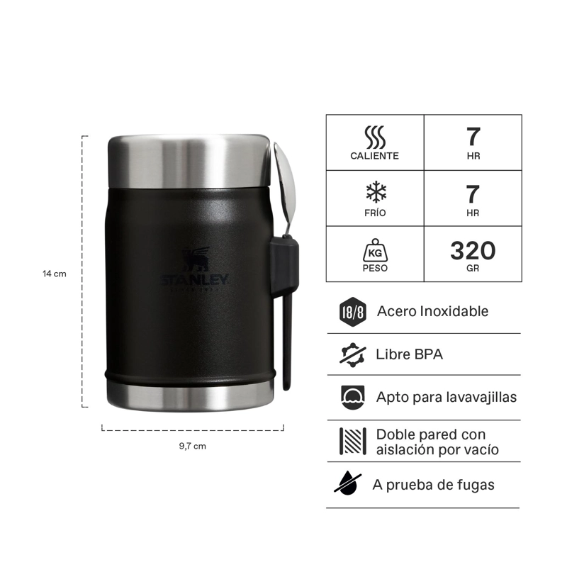 TERMO DE COMIDA STANLEY CLASSIC NEGRO | 414 ML - 2