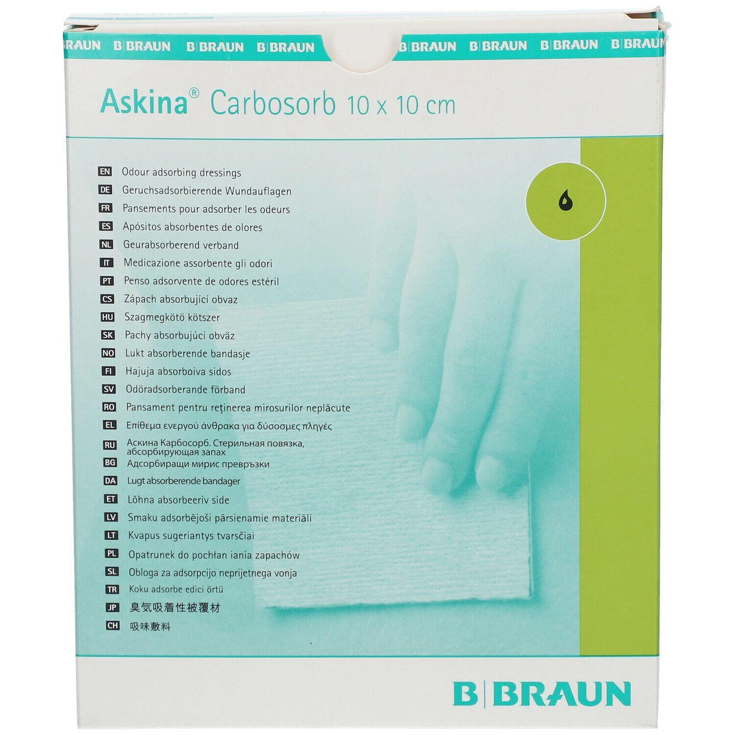 APÓSITO PARCHE ASKINA CARBOSORB ADSORBENTES OLORES 10X10CM - 3