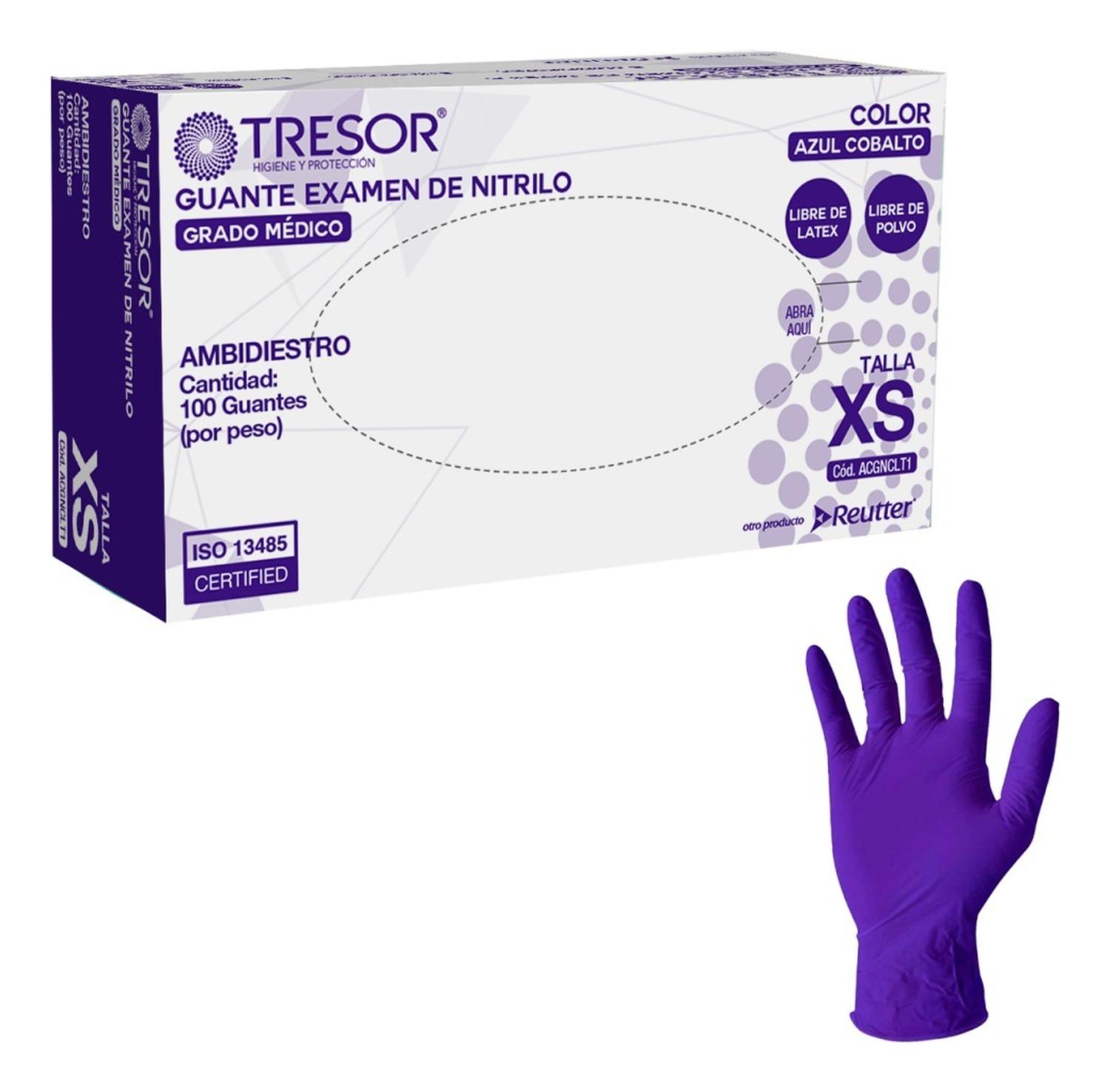 GUANTES DE NITRILO COLOR COBALTO SIN POLVO 100U VIOLETA OSCURO TAMAÑO M - 1