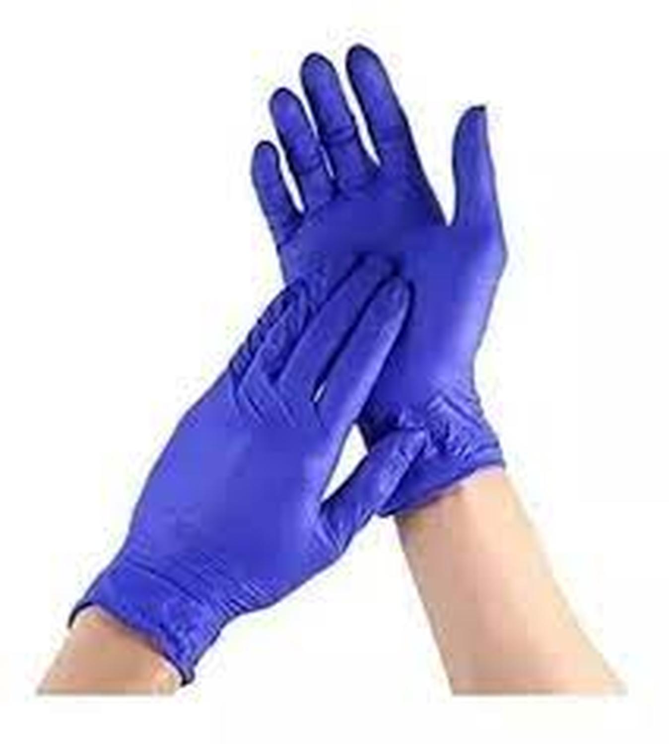 GUANTES DE NITRILO COLOR COBALTO SIN POLVO 100U VIOLETA OSCURO TAMAÑO L - 1