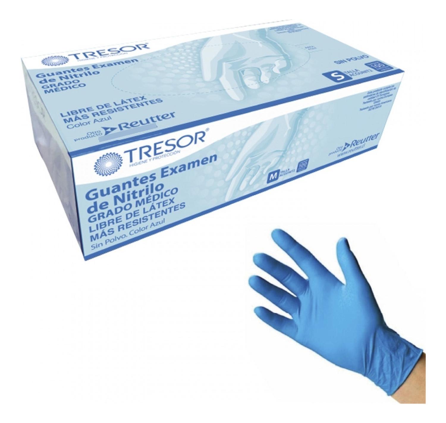 GUANTES DE NITRILO COLOR AZUL CELESTE SIN POLVO 100U AZUL TAMAÑO S - 1