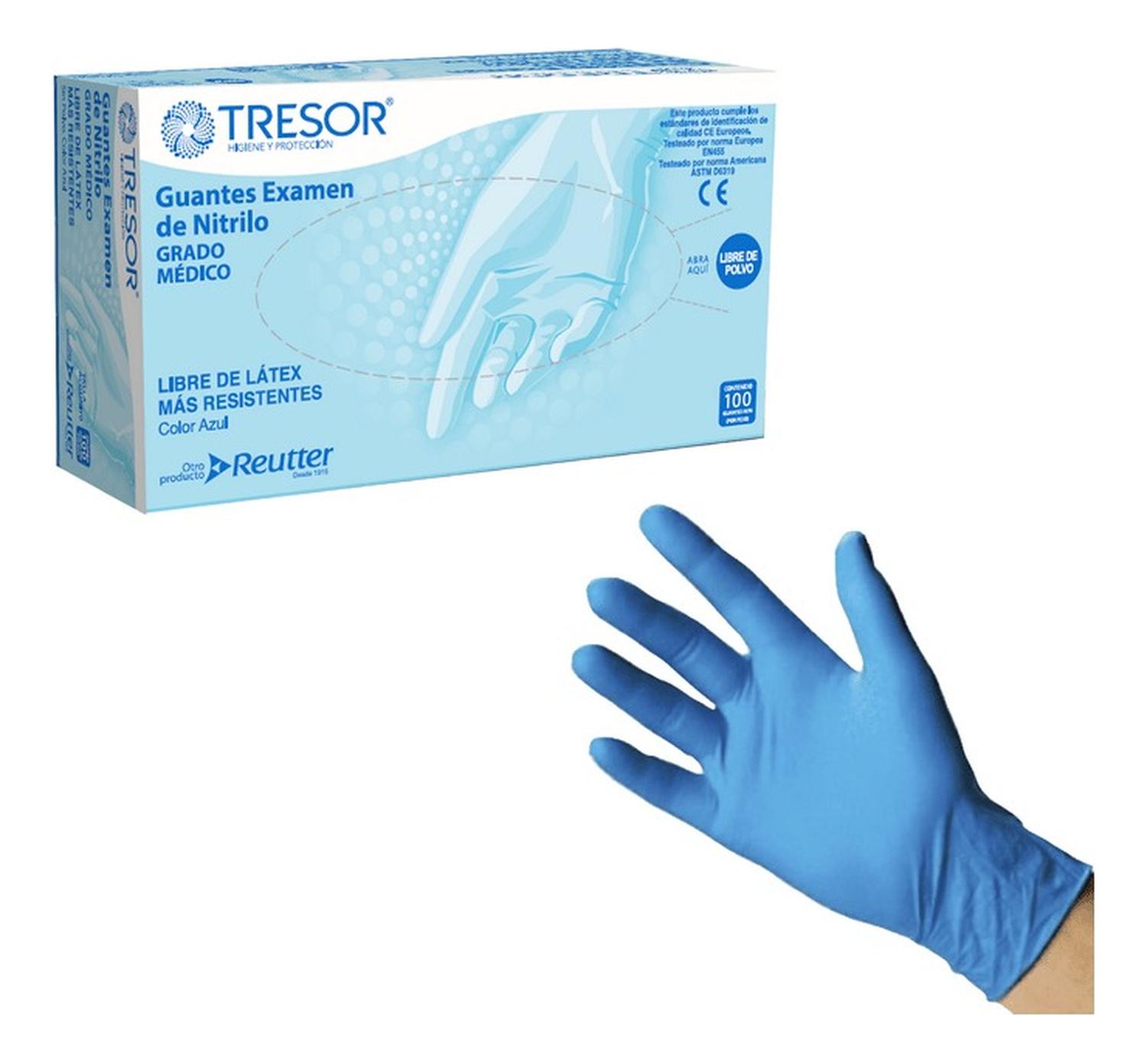 PACK 100 GUANTES REUTTER NITRILO AZUL CELESTE SIN POLVO TAMAÑO M - 1