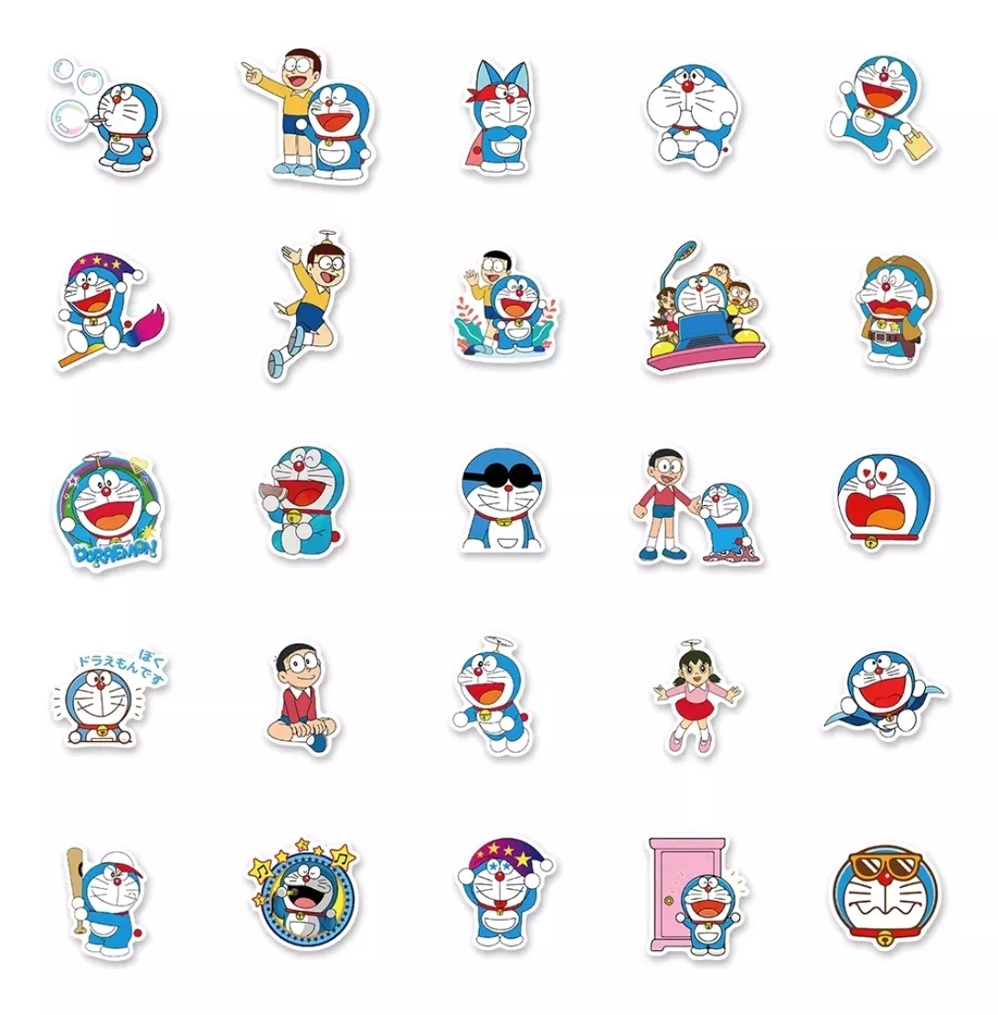 SET DE STICKERS PEGATINAS DE DORAEMON 50UNI GATO CÓSMICO - 3