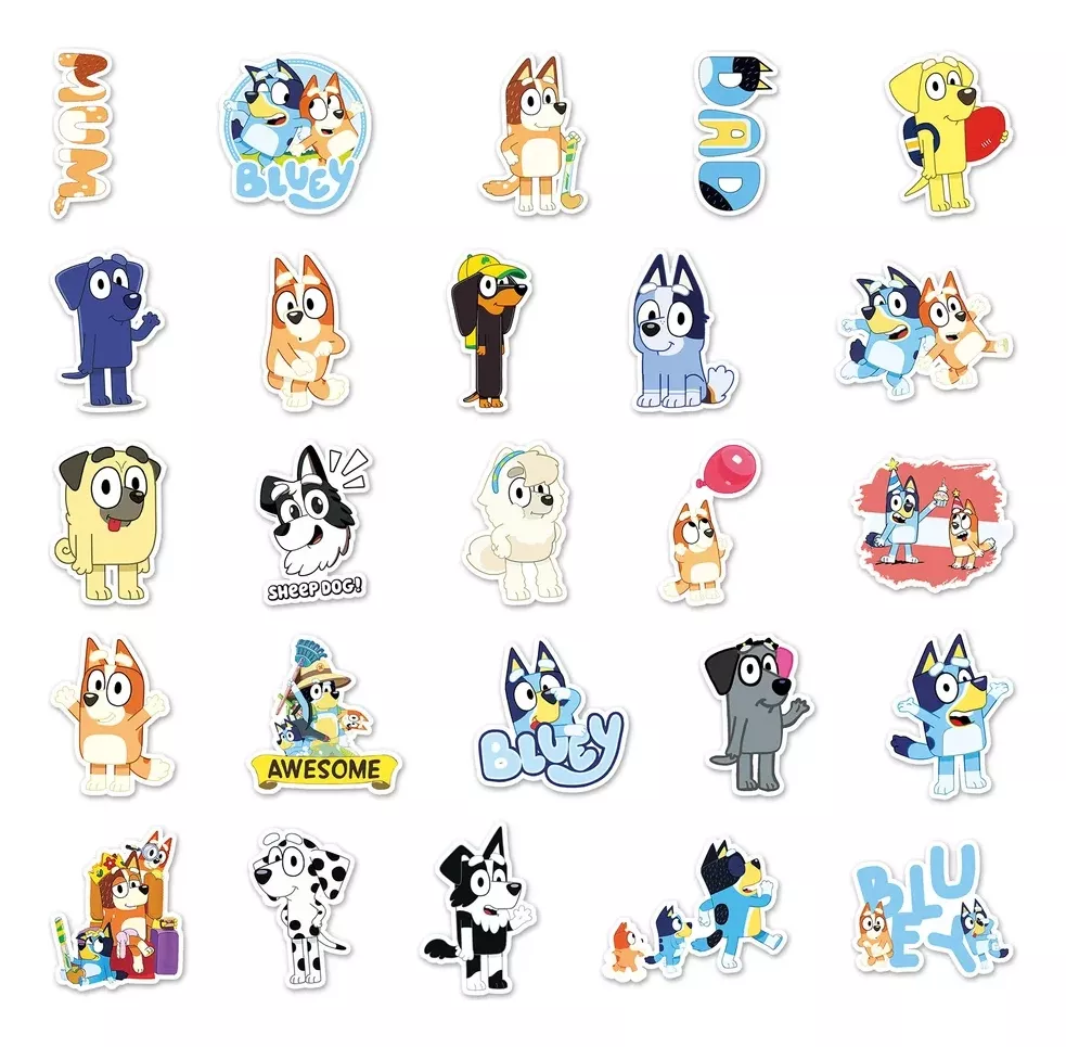SET DE STICKERS PEGATINAS DE BLUEY 50 UN. 4-7 CM NUEVOS - 2