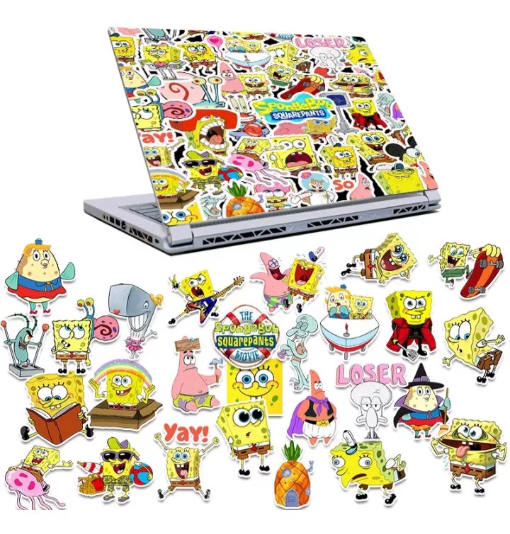 SET STICKERS PEGATINAS 50 UNI. BOB ESPONJA 4-6 CM NUEVOS - 4
