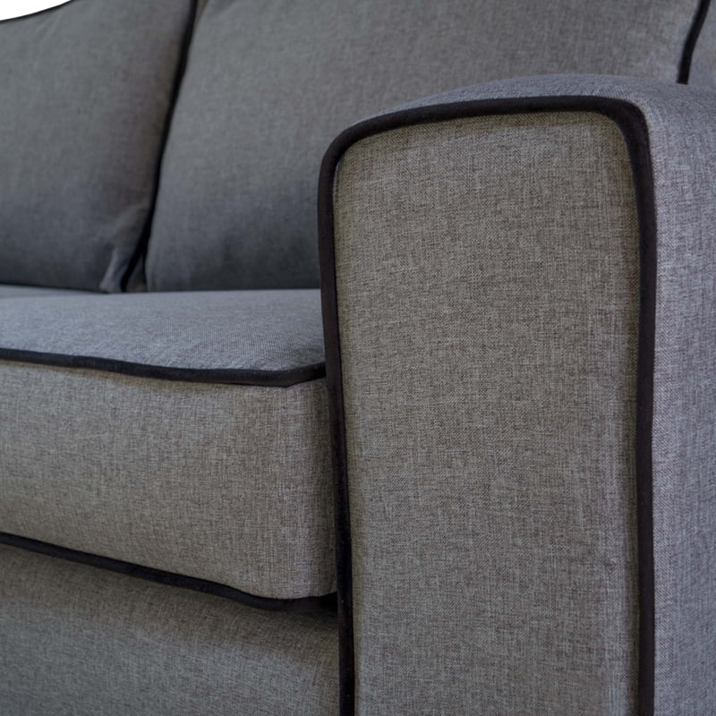 SOFA GABRO CHENILLE TIPO LINO GRIS 3 CUERPOS - 3