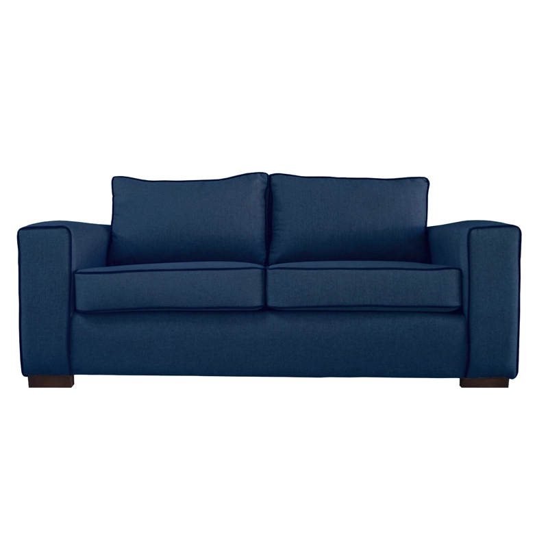SOFA GABRO CHENILLE TIPO LINO AZUL 3 CUERPOS - 1