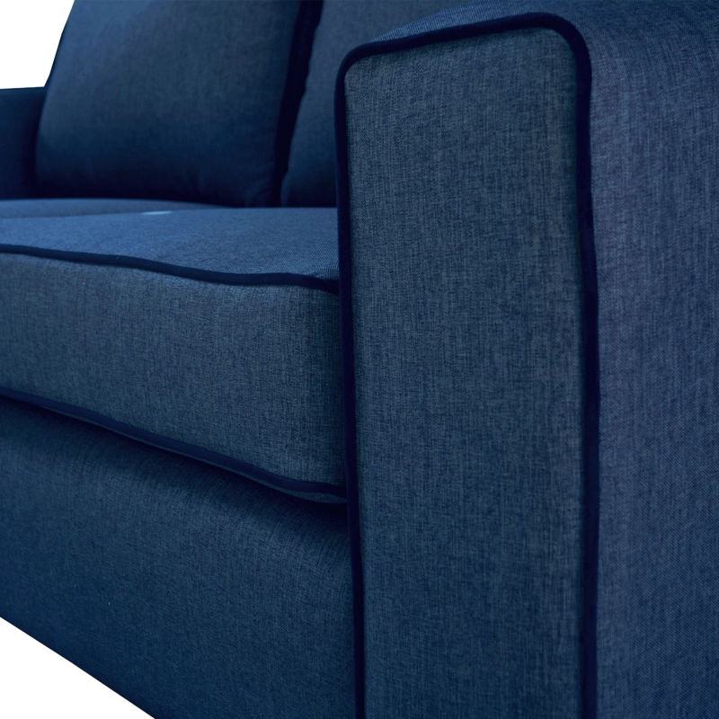SOFA GABRO CHENILLE TIPO LINO AZUL 3 CUERPOS - 3