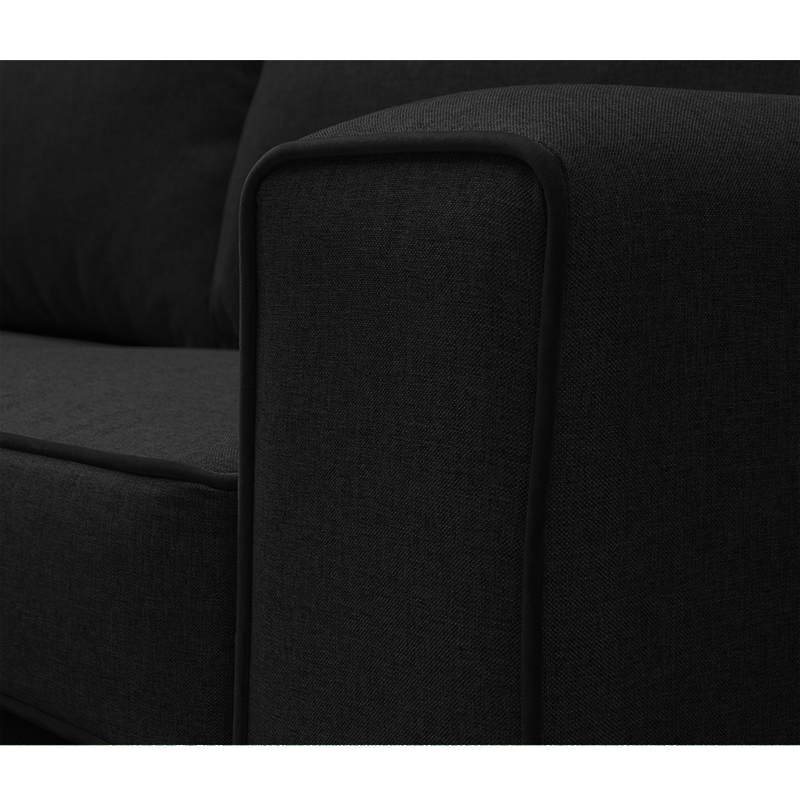 SOFA GABRO CHENILLE TIPO LINO NEGRO 3 CUERPOS - 3