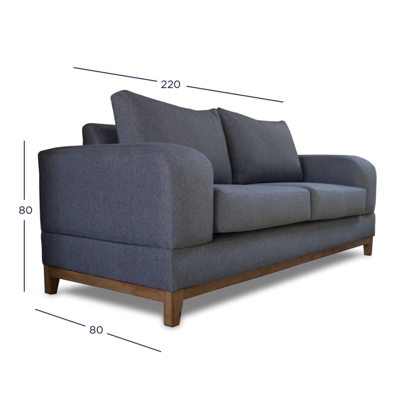 SOFA BASALTO CHENILLE TIPO LINO GRIS 3 CUERPOS - 4
