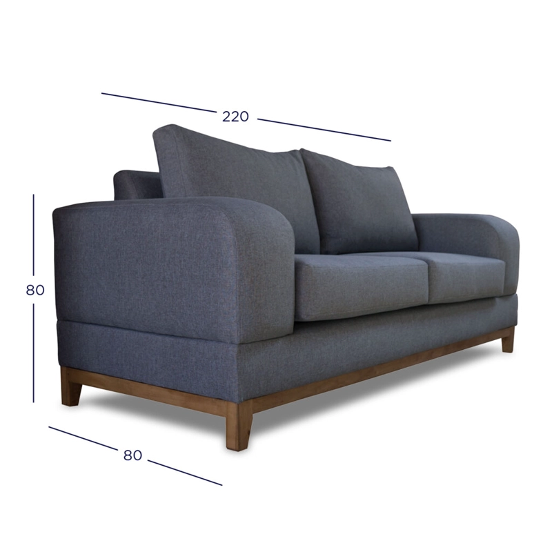SOFA BASALTO CHENILLE TIPO LINO VERDE 3 CUERPOS - 4