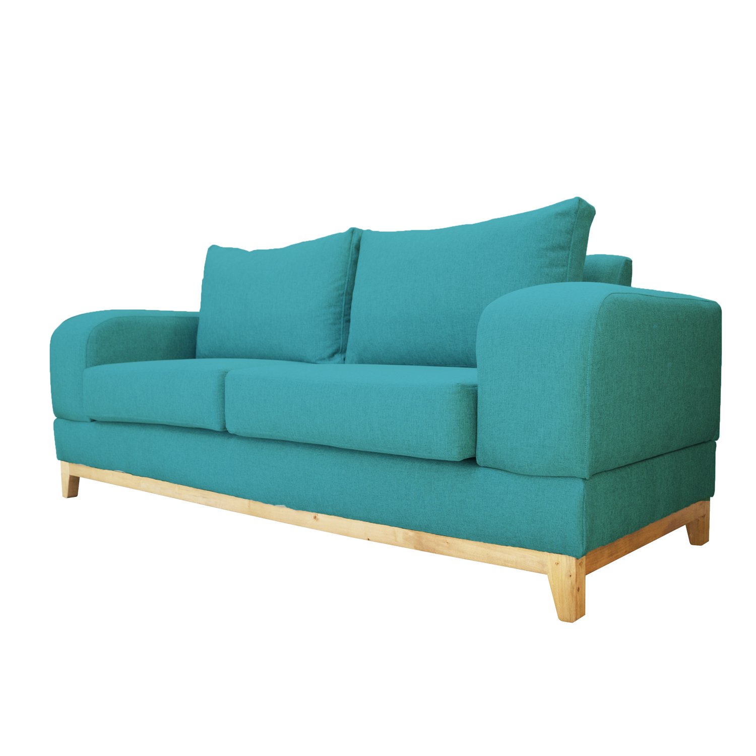 SOFA BASALTO CHENILLE TIPO LINO TURQUESA 3 CUERPOS - 2