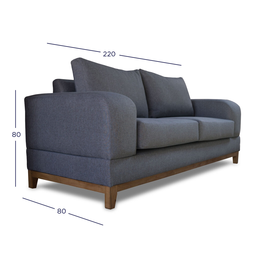 SOFA BASALTO CHENILLE TIPO LINO TURQUESA 3 CUERPOS - 4