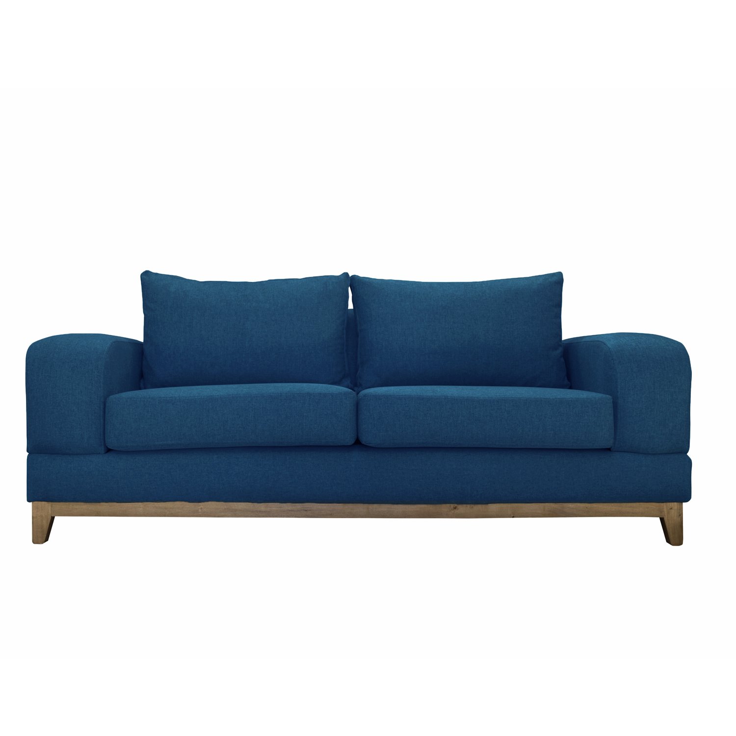 SOFA BASALTO CHENILLE TIPO LINO AZUL 3 CUERPOS - 1