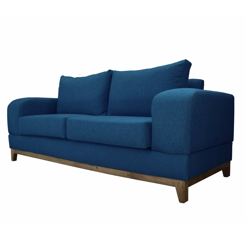 SOFA BASALTO CHENILLE TIPO LINO AZUL 3 CUERPOS - 2