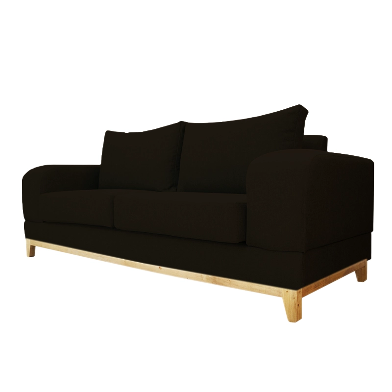 SOFA BASALTO CHENILLE TIPO LINO NEGRO 3 CUERPOS - 2