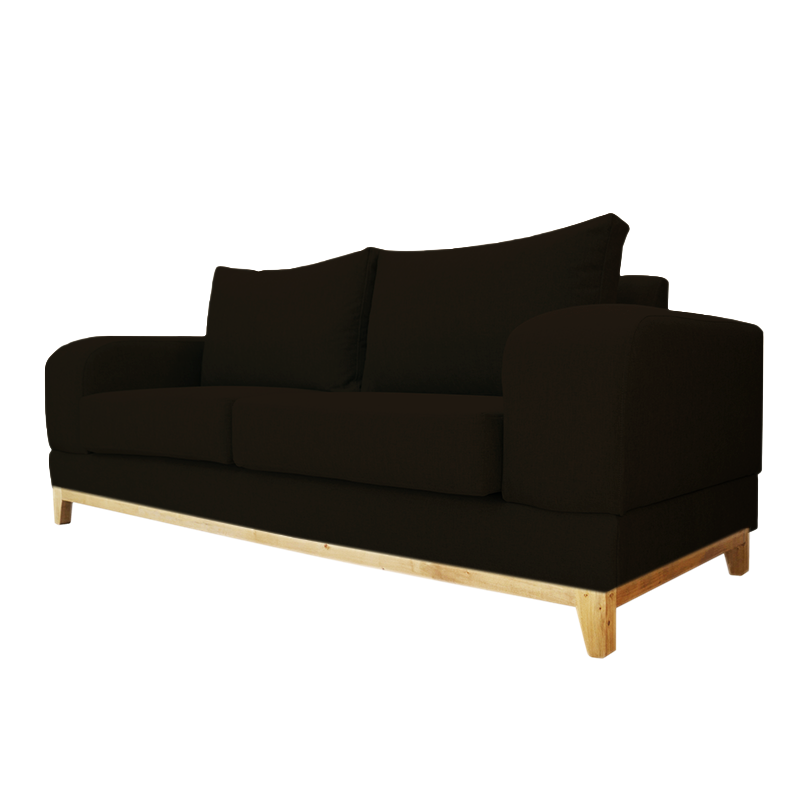 SOFA BASALTO CHENILLE TIPO LINO NEGRO 3 CUERPOS - 2