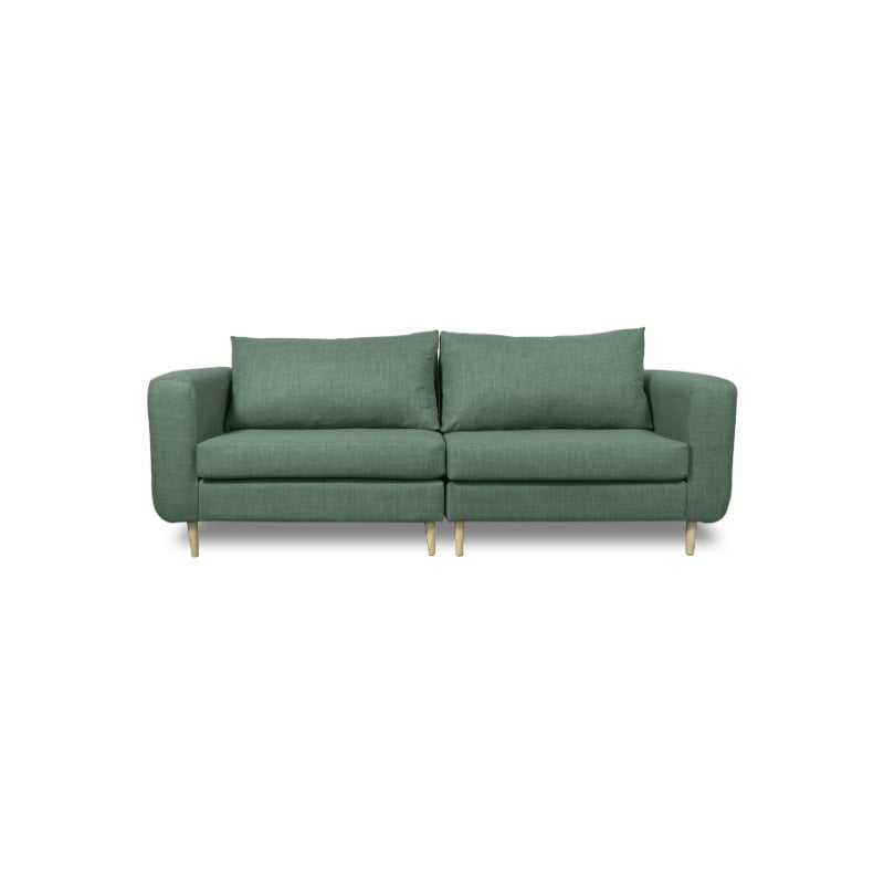 SOFA BOLLEN CHENILLE TIPO LINO VERDE 3 CUERPOS - 1