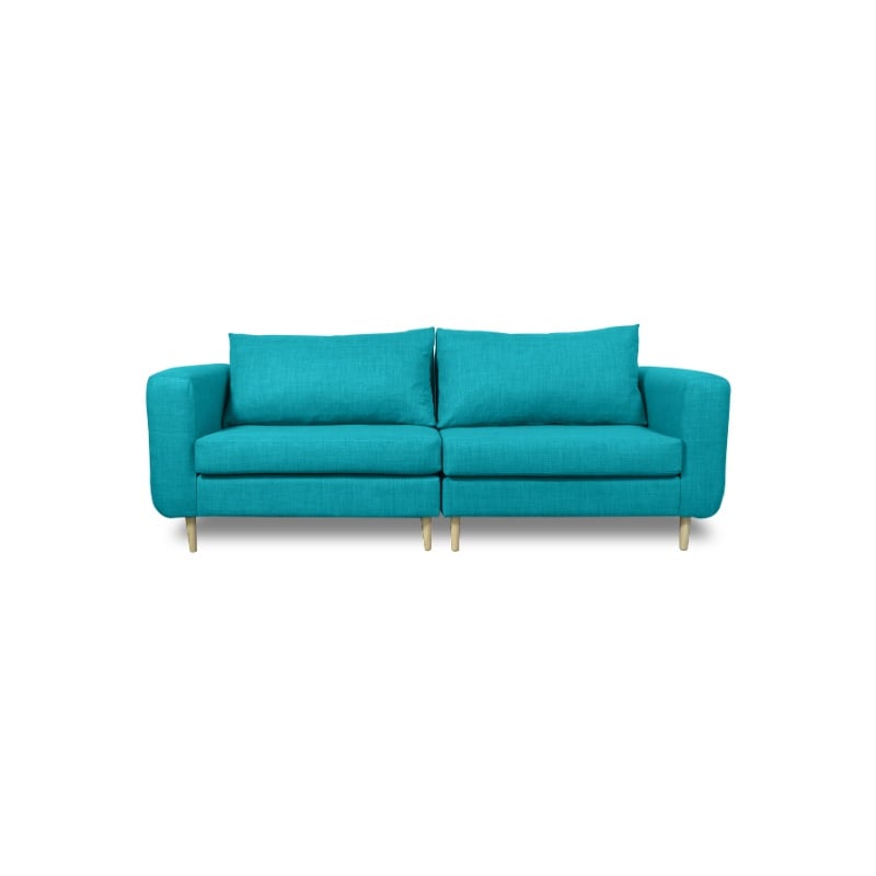 SOFA BOLLEN CHENILLE TIPO LINO TURQUESA 3 CUERPOS - 1