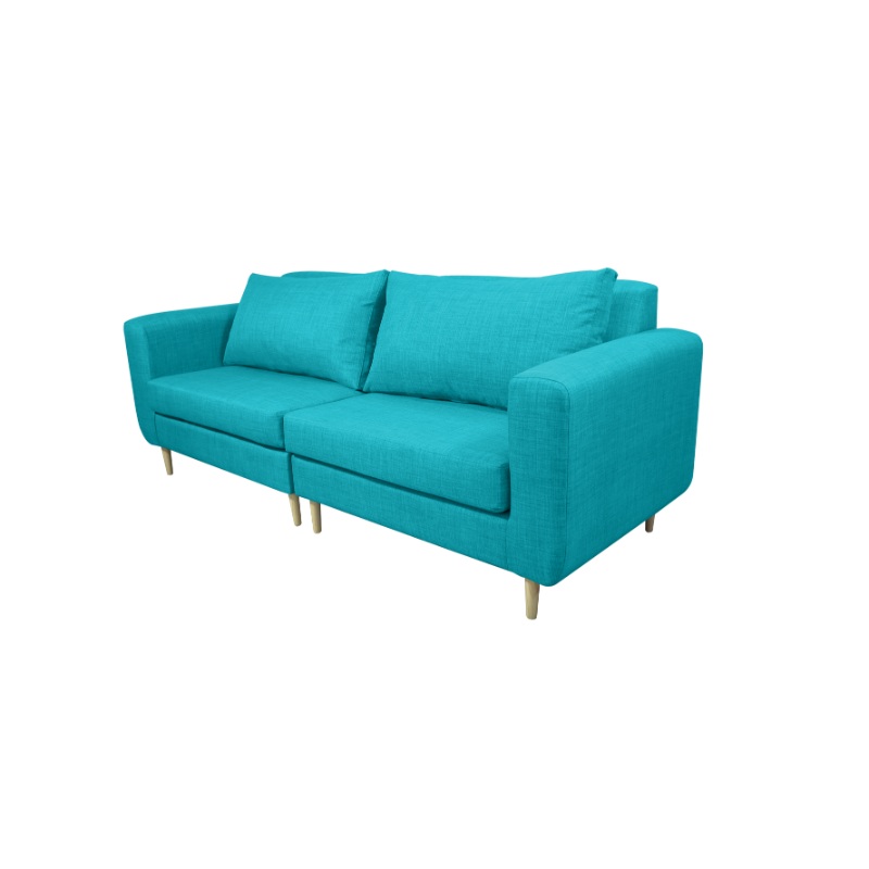 SOFA BOLLEN CHENILLE TIPO LINO TURQUESA 3 CUERPOS - 2