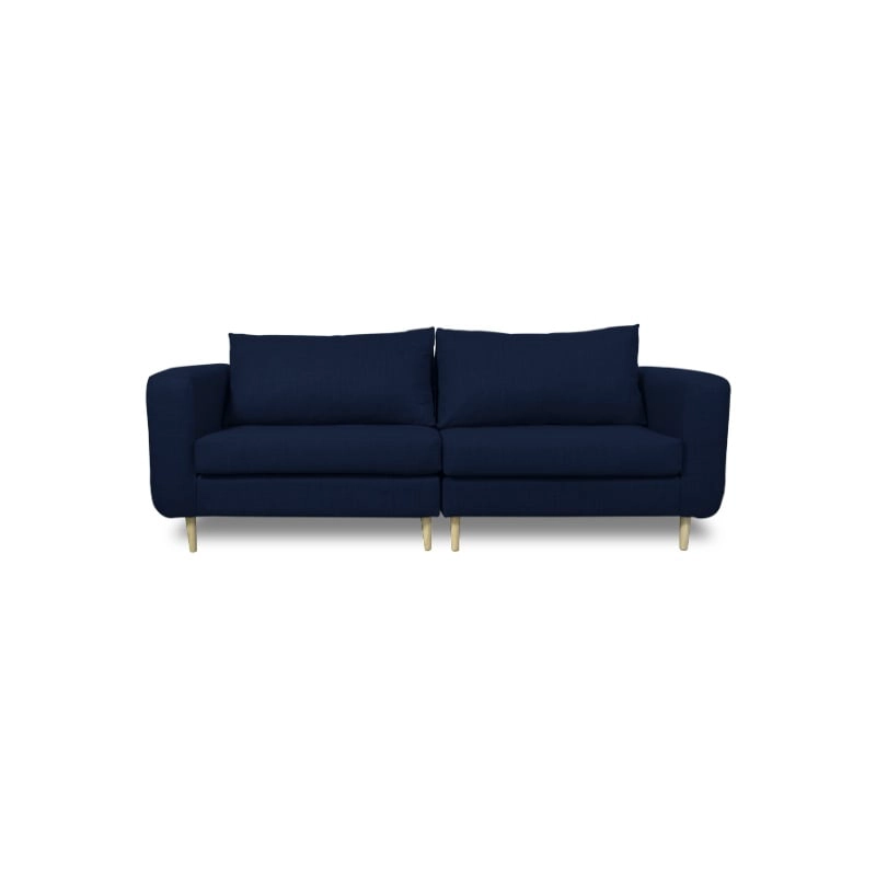 SOFA BOLLEN CHENILLE TIPO LINO AZUL 3 CUERPOS - 1
