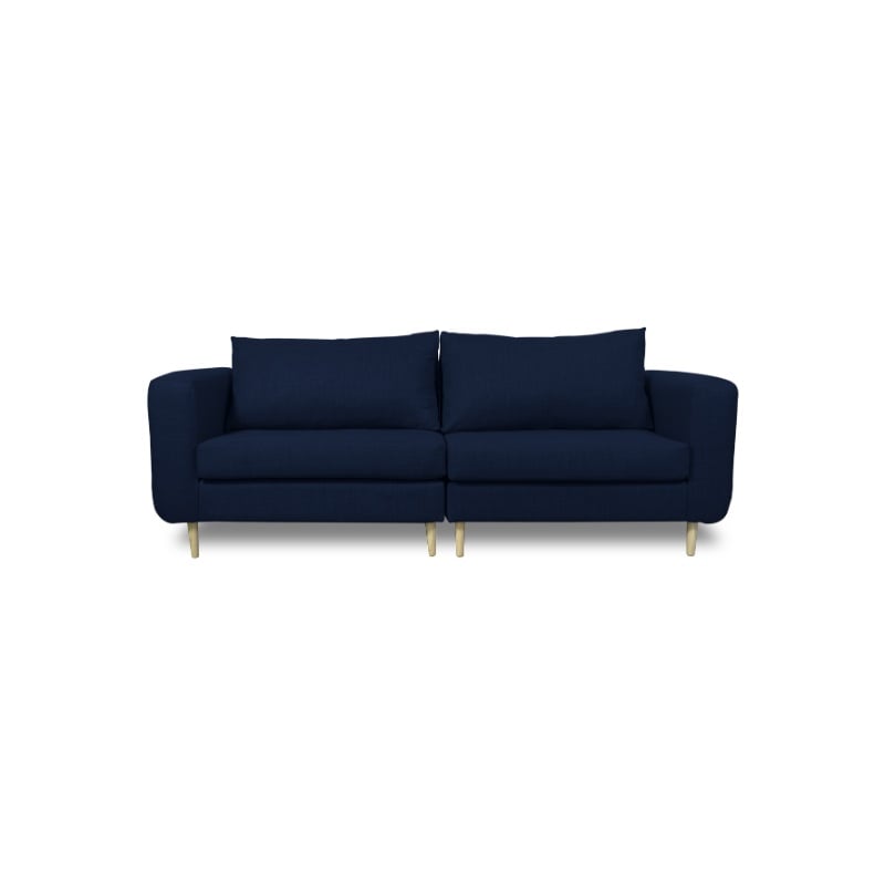SOFA BOLLEN CHENILLE TIPO LINO AZUL 3 CUERPOS - 1
