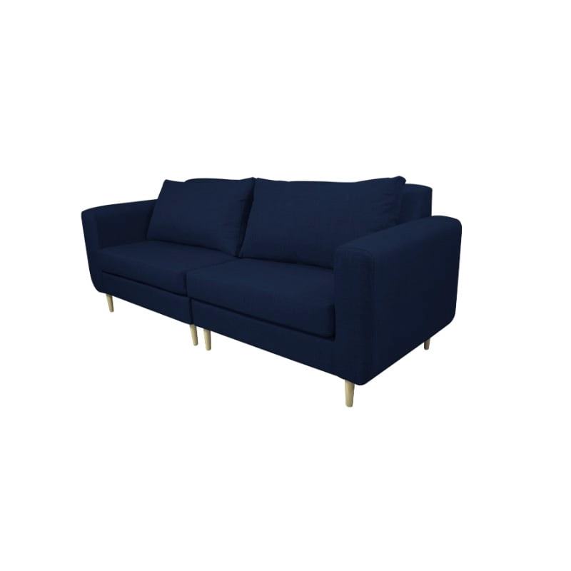 SOFA BOLLEN CHENILLE TIPO LINO AZUL 3 CUERPOS - 2