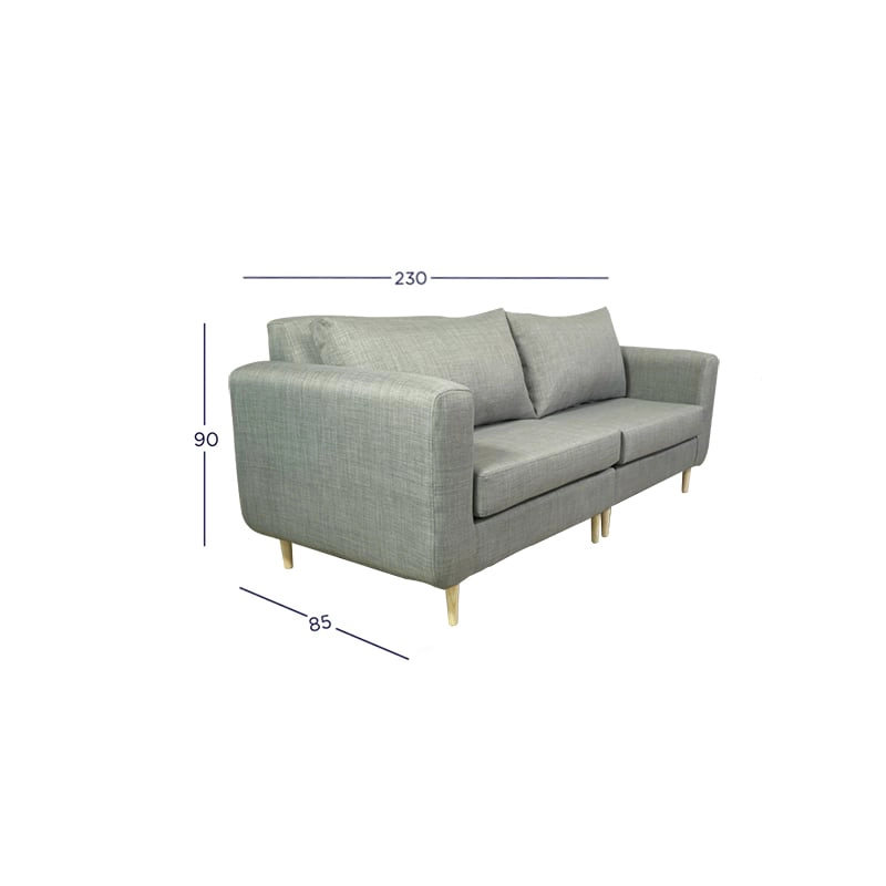 SOFA BOLLEN CHENILLE TIPO LINO AZUL 3 CUERPOS - 4