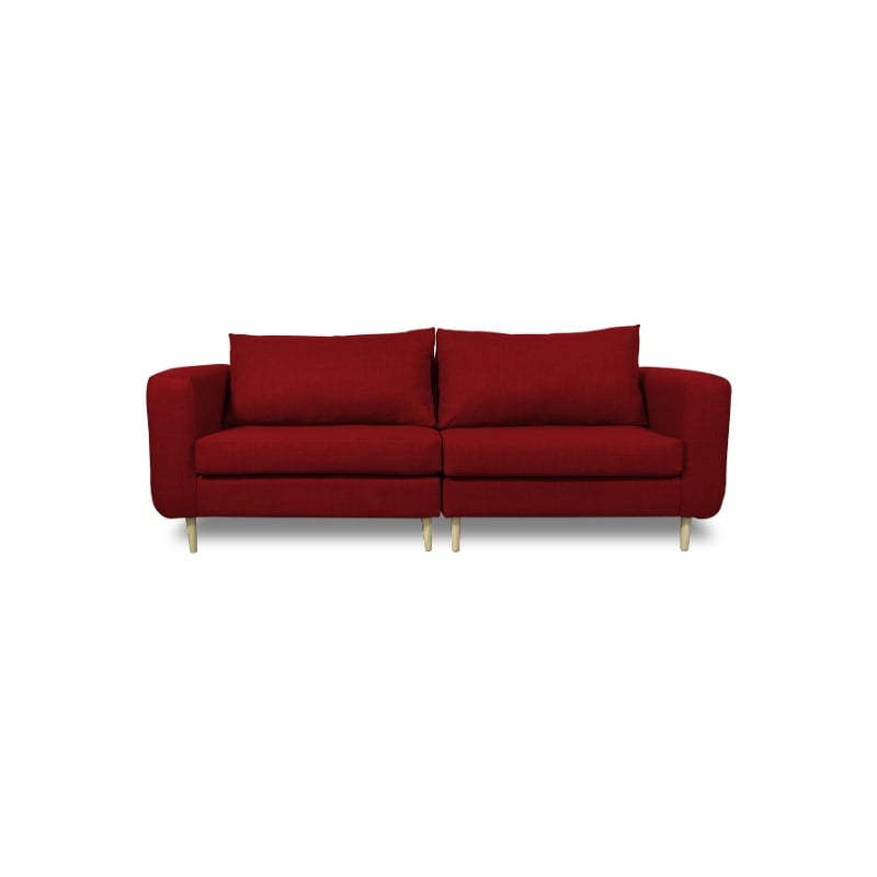 SOFA BOLLEN CHENILLE TIPO LINO ROJO 3 CUERPOS - 1