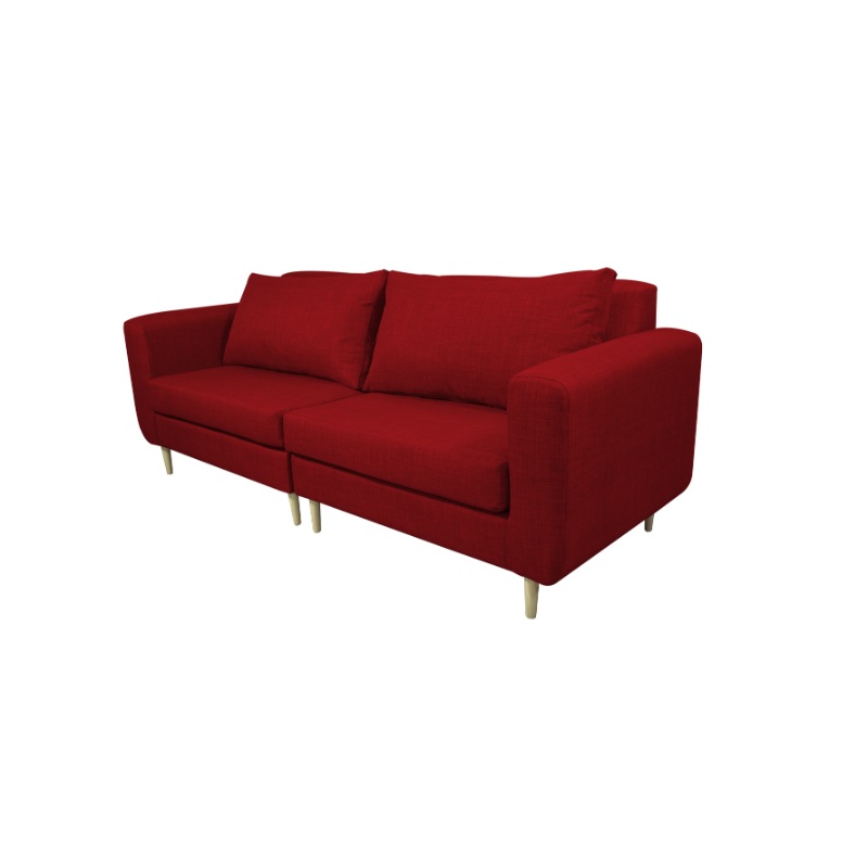SOFA BOLLEN CHENILLE TIPO LINO ROJO 3 CUERPOS - 2