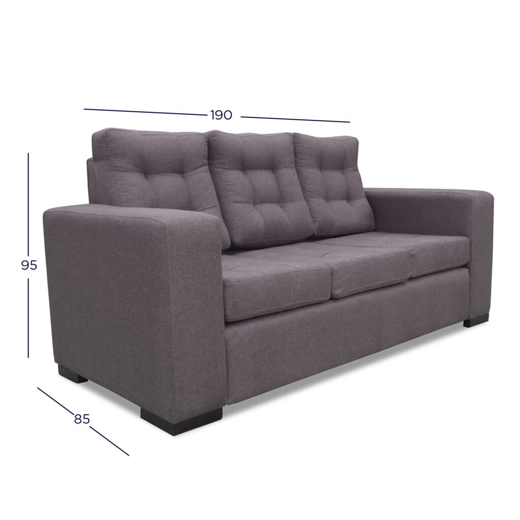SOFA ANTU CHENILLE TIPO LINO BEIGE 3 CUERPOS - 4
