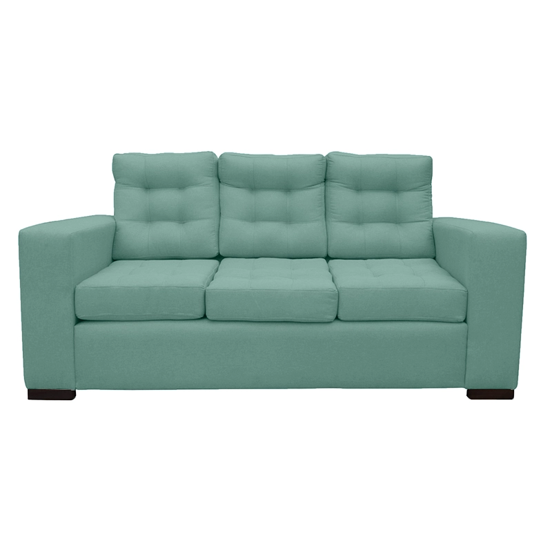 SOFA ANTU CHENILLE TIPO LINO VERDE 3 CUERPOS - 1