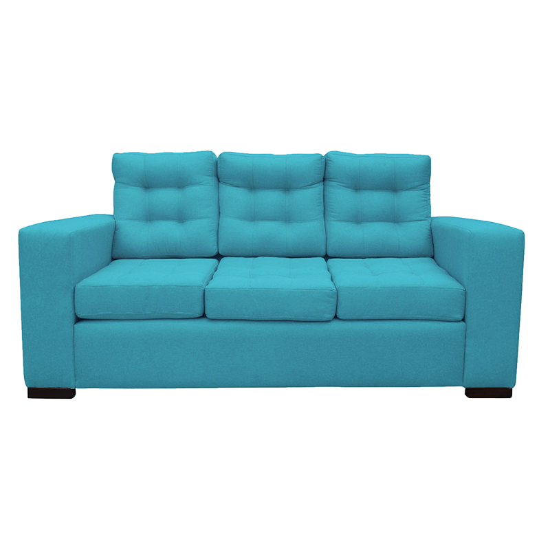 SOFA ANTU CHENILLE TIPO LINO TURQUESA 3 CUERPOS - 1
