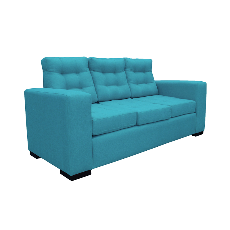 SOFA ANTU CHENILLE TIPO LINO TURQUESA 3 CUERPOS - 2