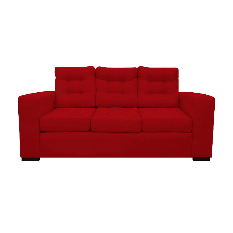 SOFA ANTU CHENILLE TIPO LINO ROJO 3 CUERPOS - 1