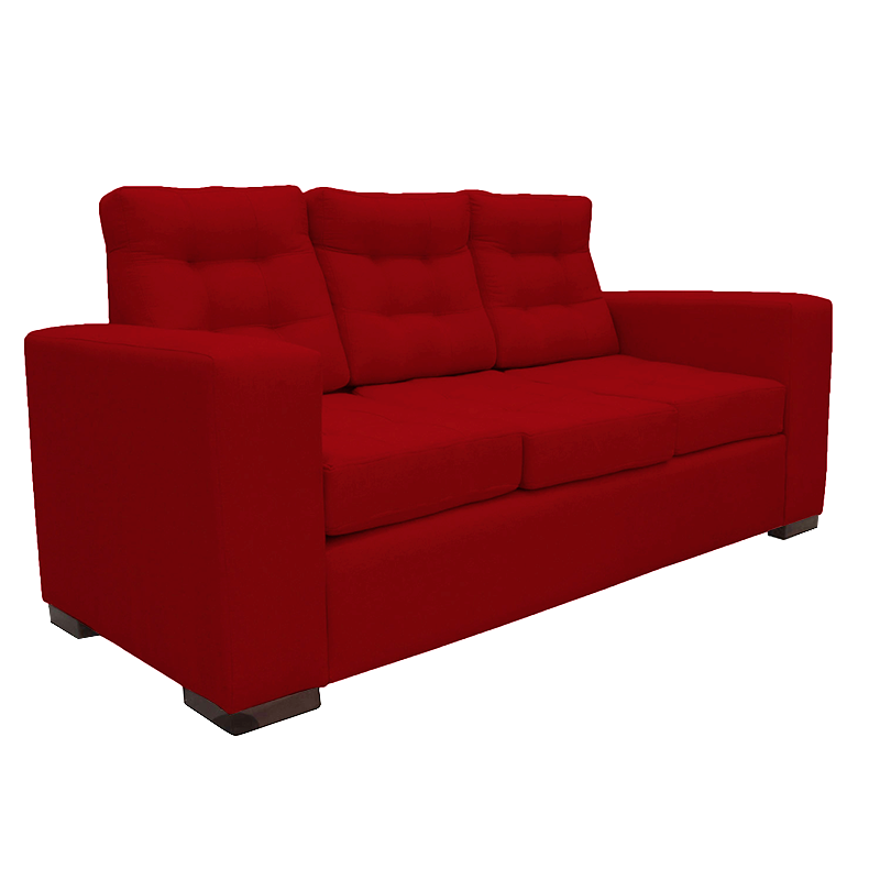 SOFA ANTU CHENILLE TIPO LINO ROJO 3 CUERPOS - 2