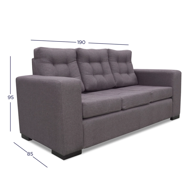 SOFA ANTU CHENILLE TIPO LINO ROJO 3 CUERPOS - 4