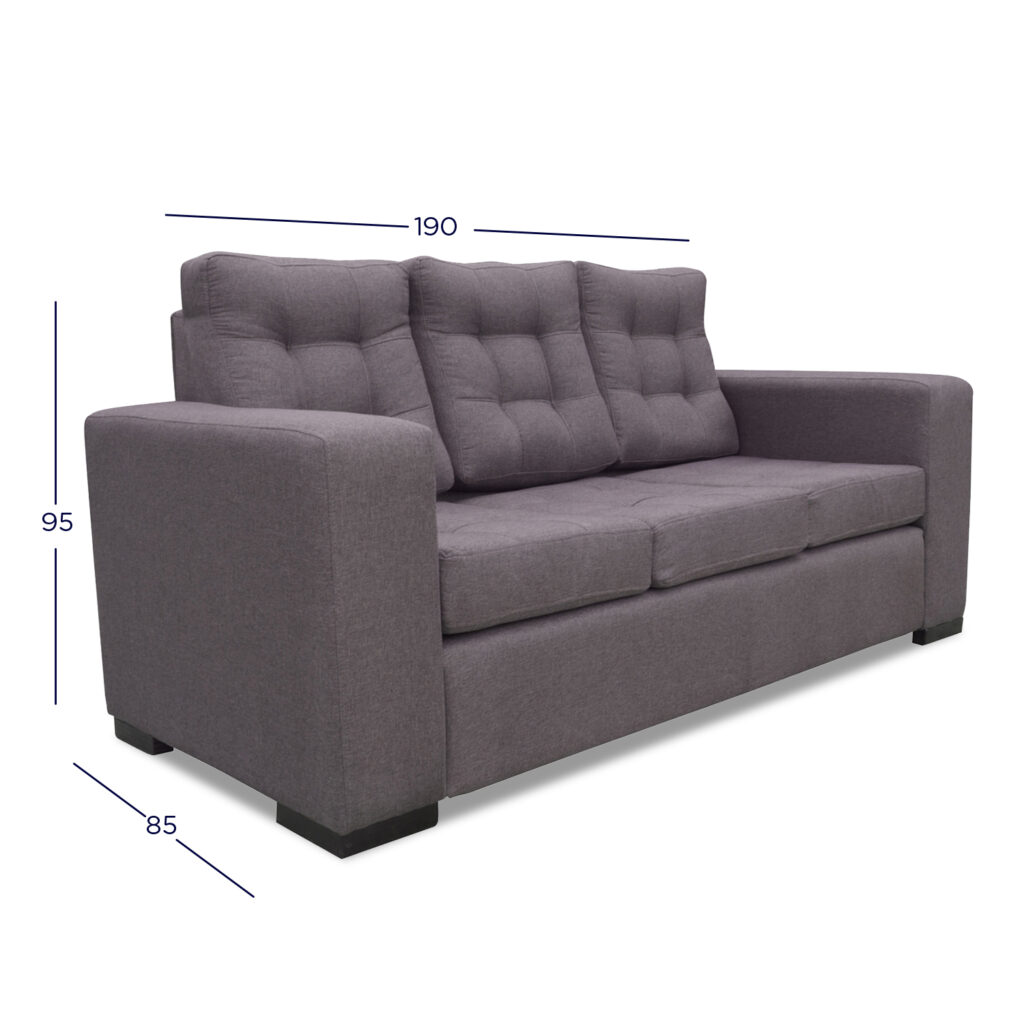 SOFA ANTU CHENILLE TIPO LINO GRAFITO 3 CUERPOS - 4