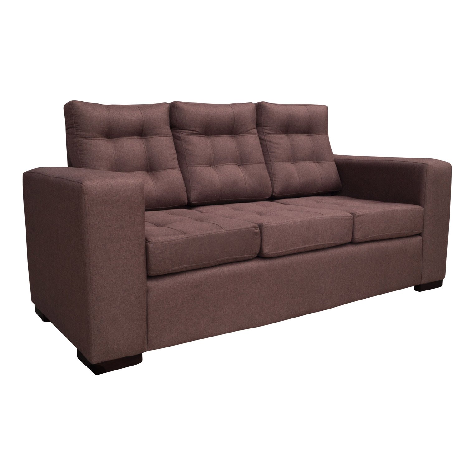 SOFA ANTU CHENILLE TIPO LINO CAFE 3 CUERPOS - 2
