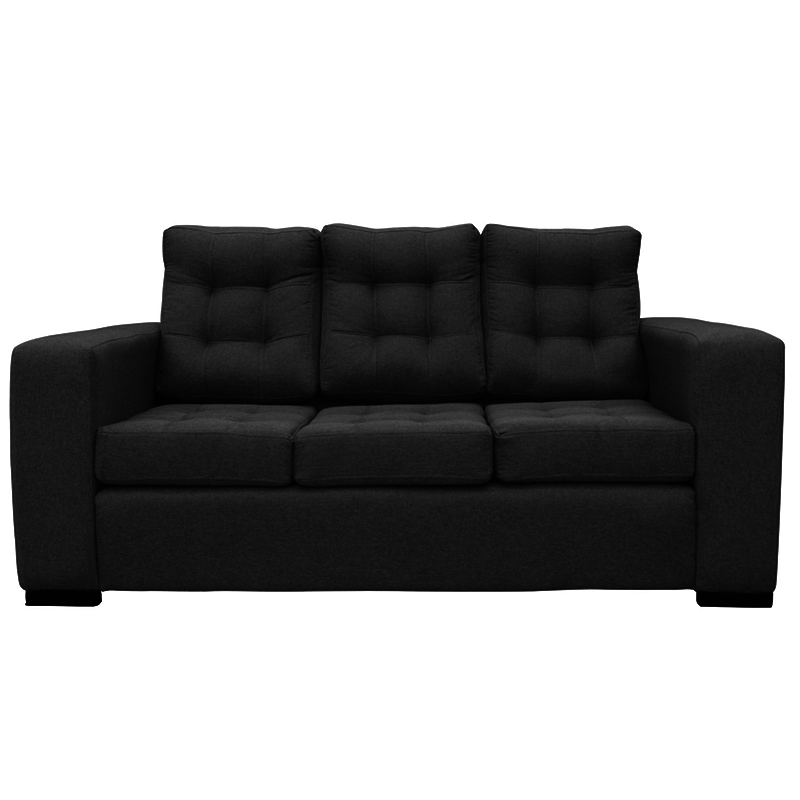 SOFA ANTU CHENILLE TIPO LINO NEGRO 3 CUERPOS - 1