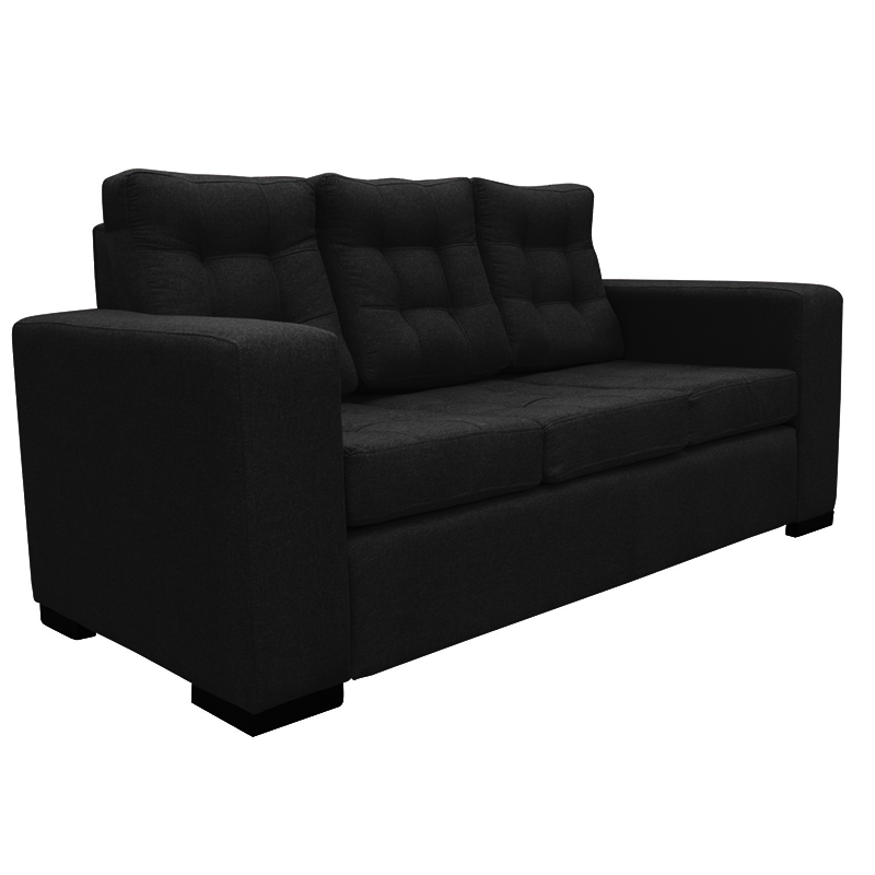 SOFA ANTU CHENILLE TIPO LINO NEGRO 3 CUERPOS - 2