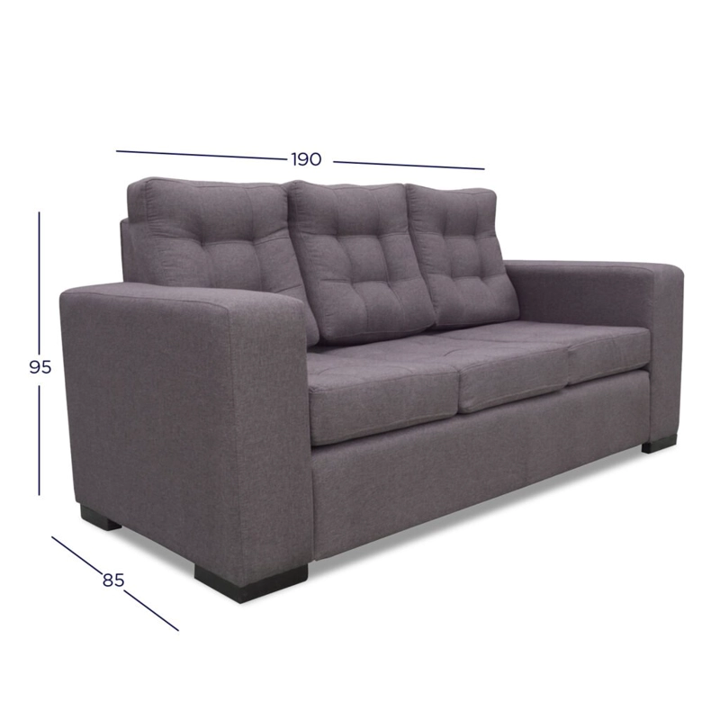 SOFA ANTU CHENILLE TIPO LINO NEGRO 3 CUERPOS - 4
