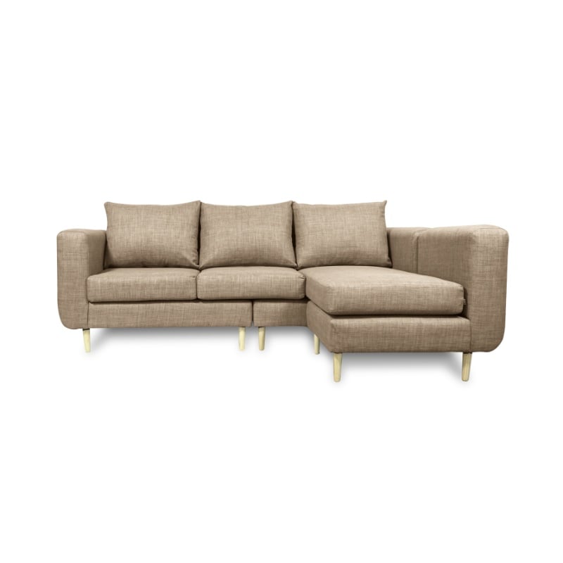SECCIONAL BOLLEN CHENILLE TIPO LINO BEIGE  3 CUERPOS - 1